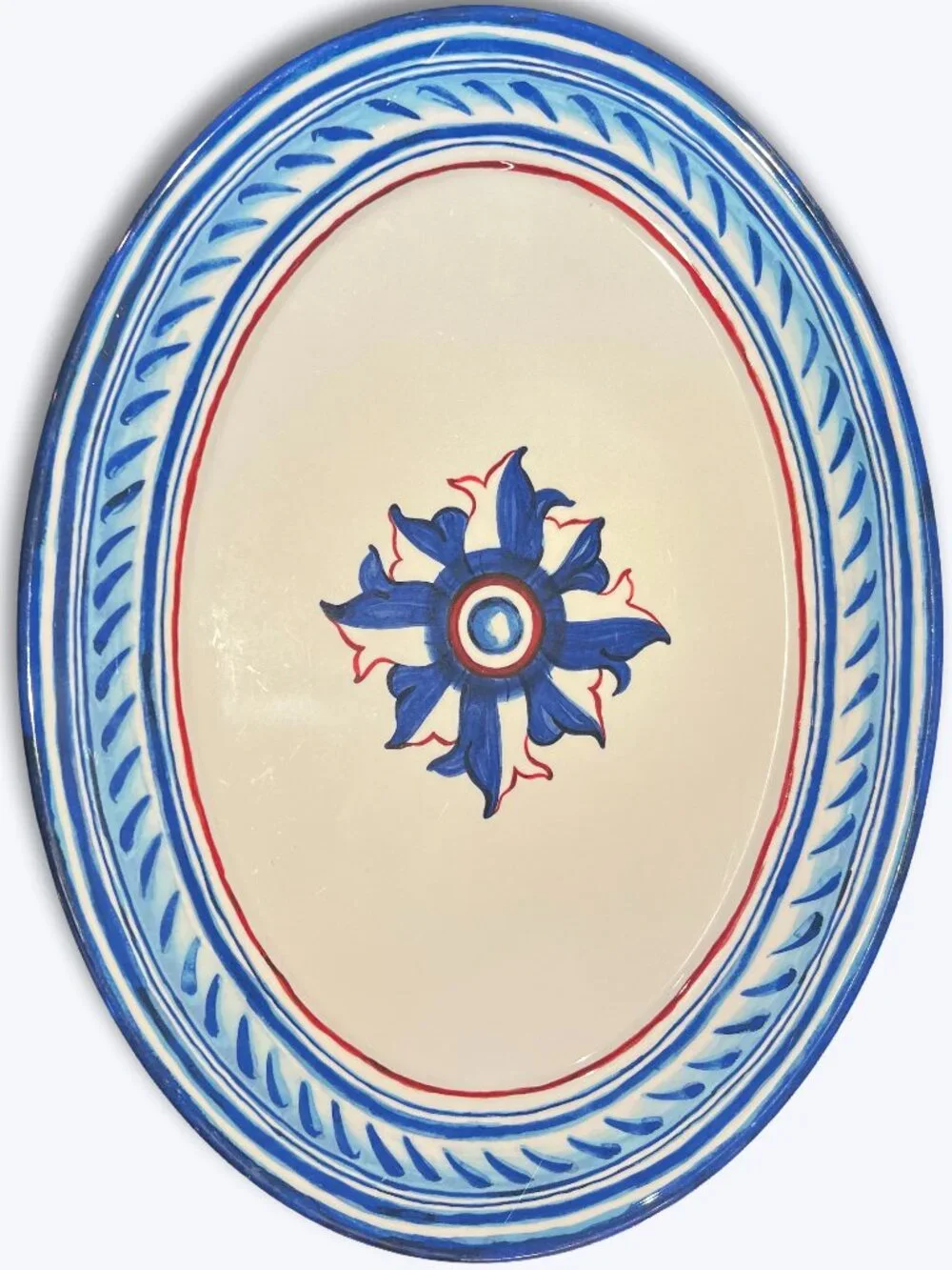 Williams Sonoma Sicily Blue Star Bastille Melamine Oval Serving Platter 17 x 13